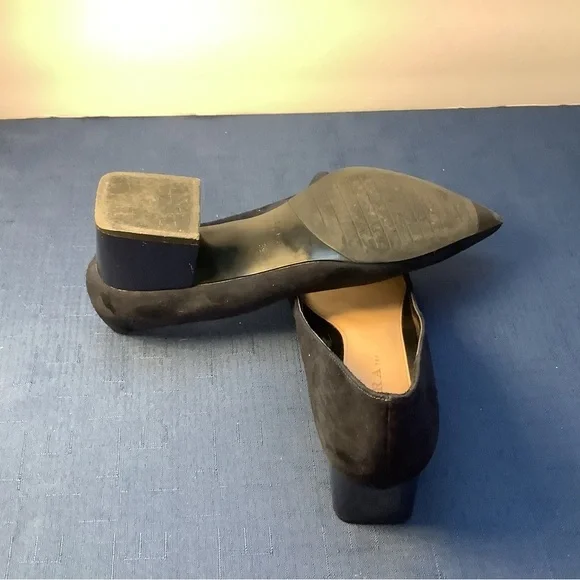 Zara TRF Block Heel Blue Suede-Like Women's Shoes Size 39 EU / 8.5 US - Picture 4 of 4